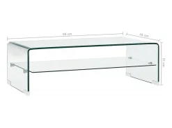 New Mesa de centro | Mesa de apoio 98x45x31 cm vidro temperado Transparente
