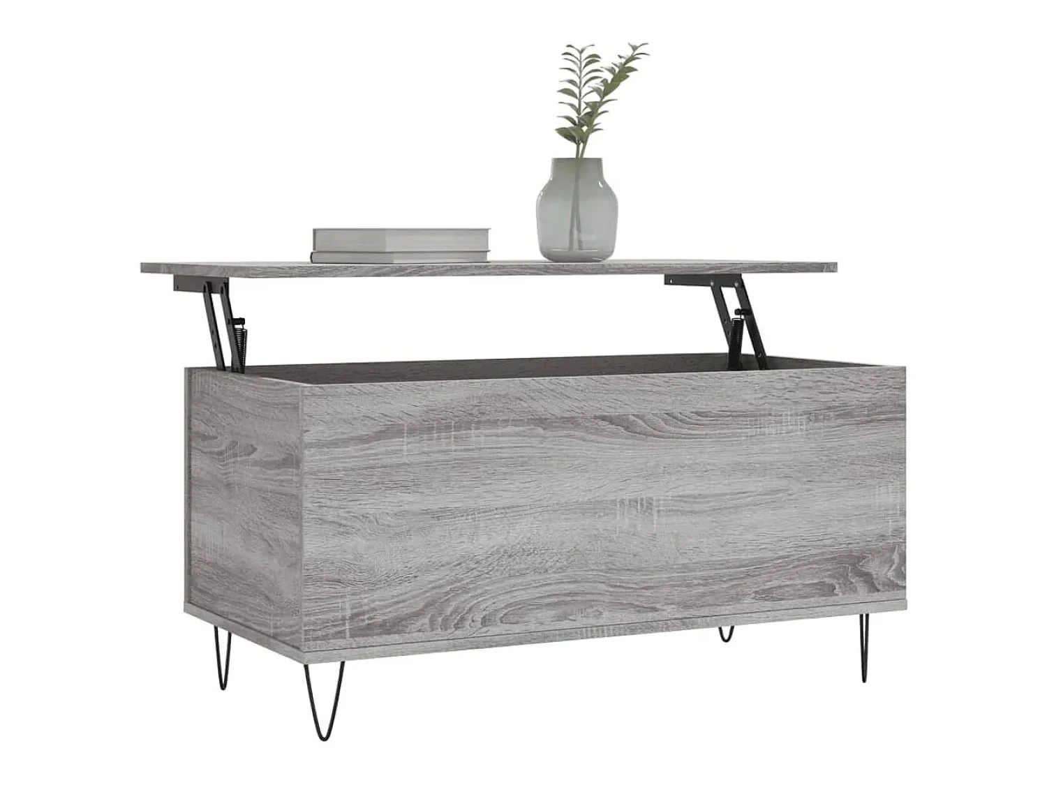 Mesa de centro | Mesa de apoio 90x44.5x45 cm derivados de madeira cinza sonoma^ Mesa De Centro