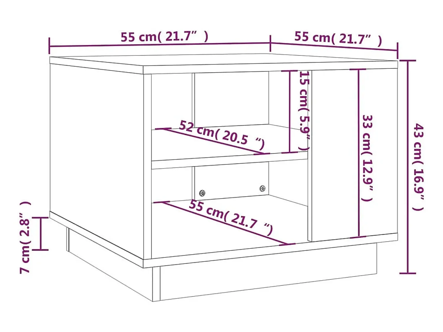 Sale Mesa de centro | Mesa de apoio 55x55x43 cm derivados de madeira Branco