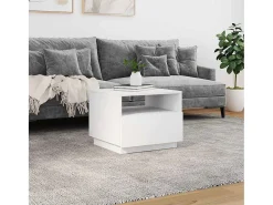 Mesa De Centro| Mesa de centro | Mesa de apoio com luzes LED 50x49x40 cm Branco