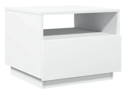 Mesa De Centro| Mesa de centro | Mesa de apoio com luzes LED 50x49x40 cm Branco