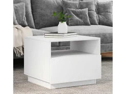 Mesa De Centro| Mesa de centro | Mesa de apoio com luzes LED 50x49x40 cm Branco