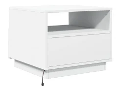 Mesa De Centro| Mesa de centro | Mesa de apoio com luzes LED 50x49x40 cm Branco