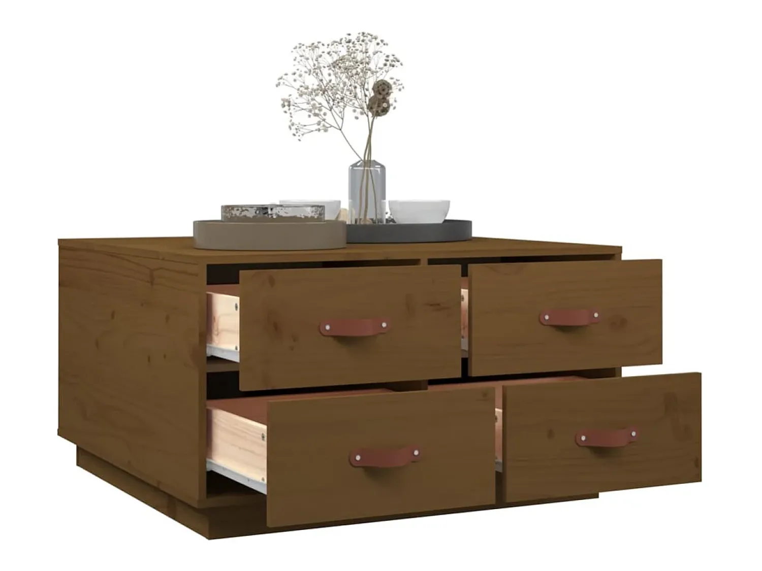 Mesa de centro | Mesa de apoio 80x80x45 cm pinho maciço mel^ Mesa De Centro