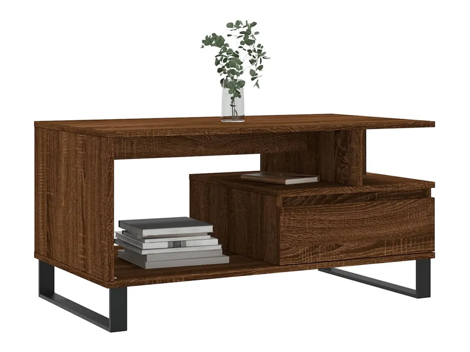 Mesa de centro | Mesa de apoio 90x49x45 cm derivados de madeira carvalho^ Mesa De Centro