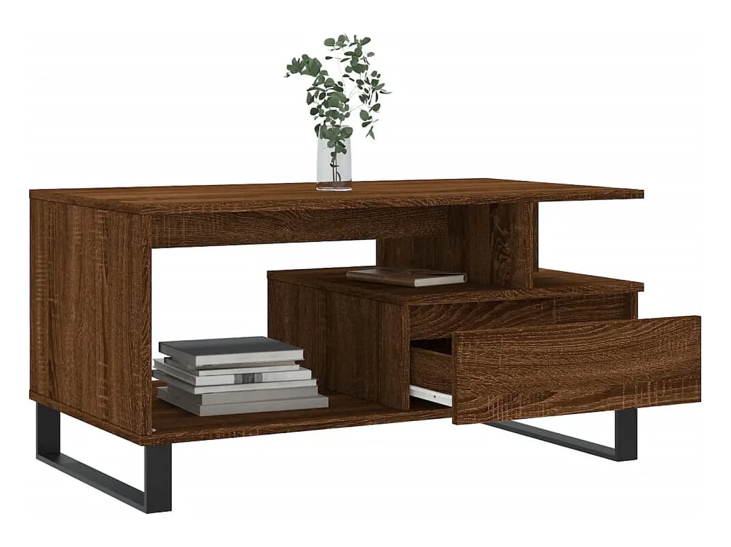 Mesa de centro | Mesa de apoio 90x49x45 cm derivados de madeira carvalho^ Mesa De Centro