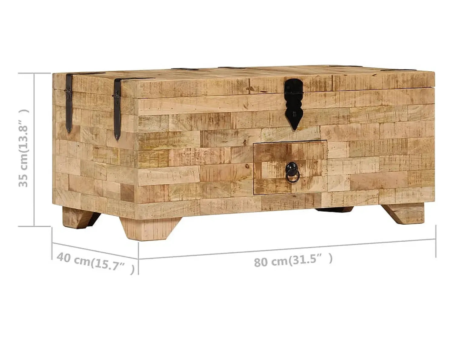 Mesa De Centro| Mesa de centro | Mesa de apoio madeira de mangueira maciça 80x40x35 cm Castanho