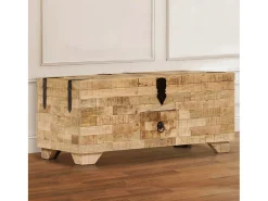 Mesa De Centro| Mesa de centro | Mesa de apoio madeira de mangueira maciça 80x40x35 cm Castanho