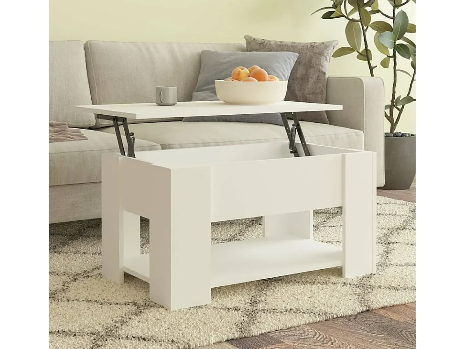 Discount Mesa de centro | Mesa de apoio 79x49x41 cm madeira processada Branco