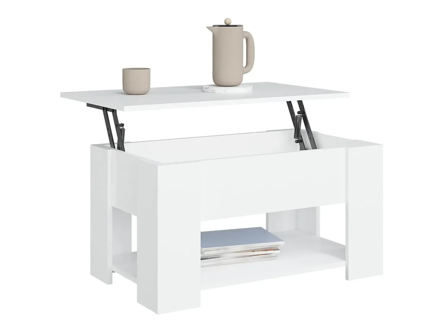 Discount Mesa de centro | Mesa de apoio 79x49x41 cm madeira processada Branco