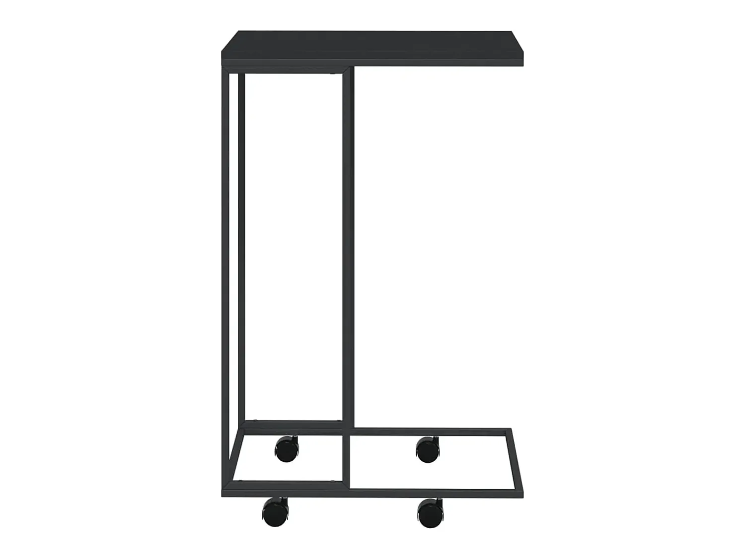New Mesa de centro | Mesa de apoio c/ rodas 40x30x63.5cm derivados de madeira preta Preto
