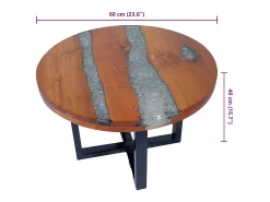 Mesa De Centro| Mesa de centro | Mesa de apoio em resina de teca 60 cm Multicor
