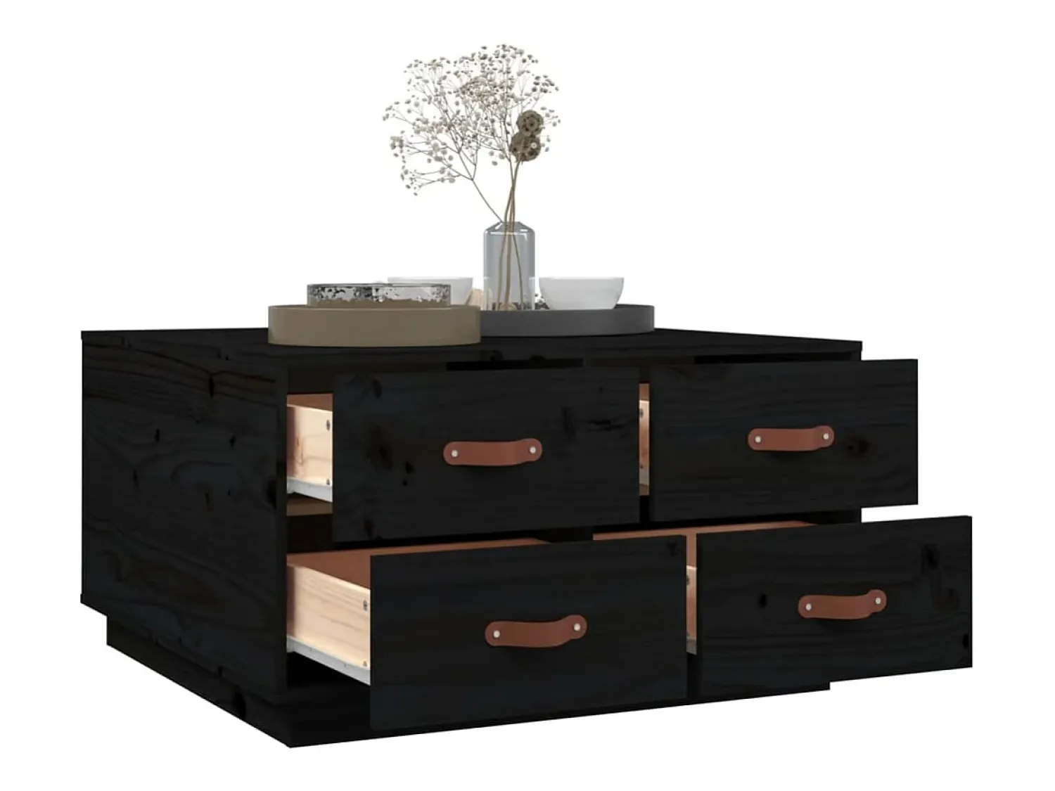 Sale Mesa de centro | Mesa de apoio 80x80x45 cm madeira de pinho maciça Preto