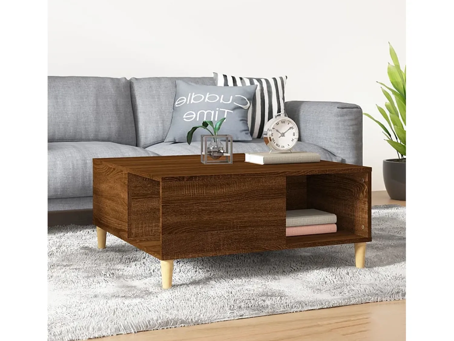 Mesa De Centro* Mesa de centro | Mesa de apoio 80x80x36.5 cm derivados madeira carvalho Castanho