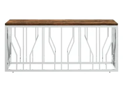 Mesa De Centro* Mesa de centro | Mesa de apoio | Mesa de café aço inoxidável e madeira recuperada maciça Prateado