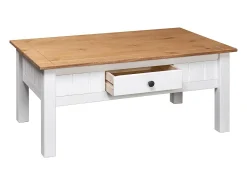 Outlet Mesa de centro | Mesa de apoio 100x60x45 cm pinho maciço Panama Branco