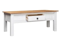 Outlet Mesa de centro | Mesa de apoio 100x60x45 cm pinho maciço Panama Branco