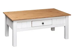 Outlet Mesa de centro | Mesa de apoio 100x60x45 cm pinho maciço Panama Branco