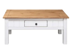 Outlet Mesa de centro | Mesa de apoio 100x60x45 cm pinho maciço Panama Branco