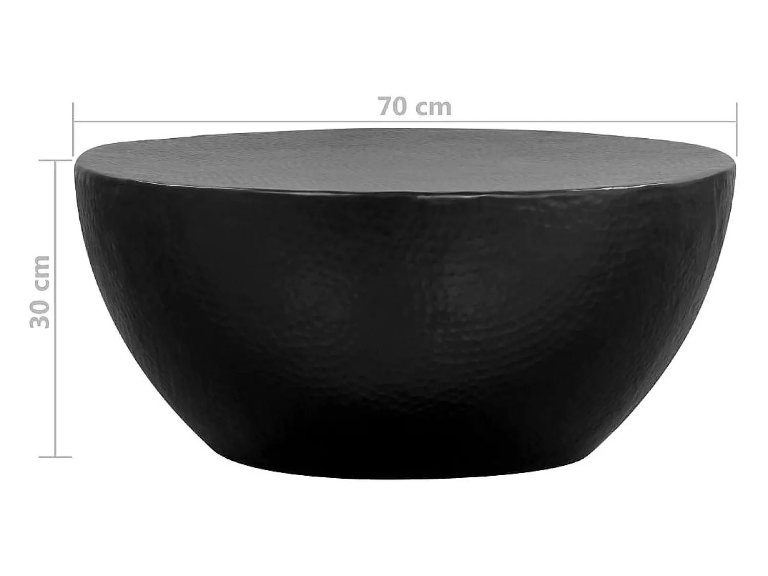 Clearance Mesa de centro | Mesa de apoio | Mesa de café em alumínio martelado 70x30 cm Preto