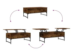 Mesa De Centro| Mesa de centro | Mesa de apoio 100x50x40cm deriv. madeira/metal carvalho fumado Castanho