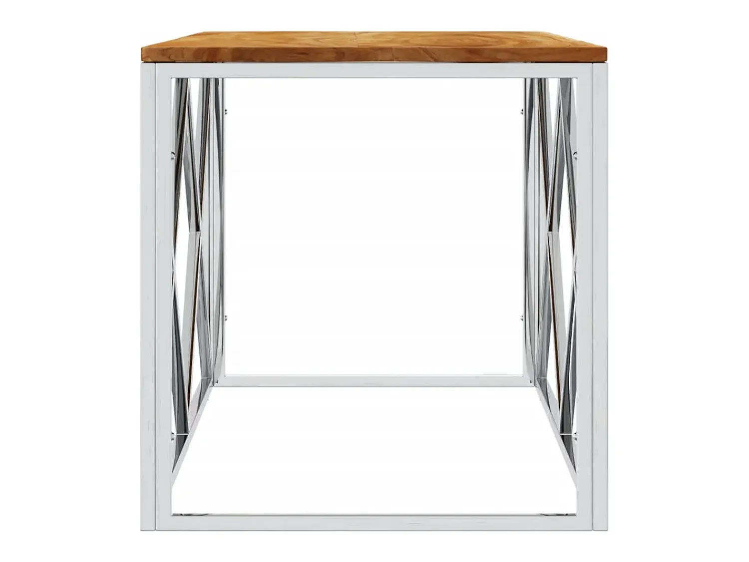 Mesa De Centro* Mesa de centro | Mesa de apoio | Mesa de café aço inoxidável e madeira de acácia maciça Prateado