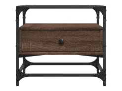 Discount Mesa de centro | Mesa de apoio c/ topo vidro 50x50x45 cm carvalho aço Castanho
