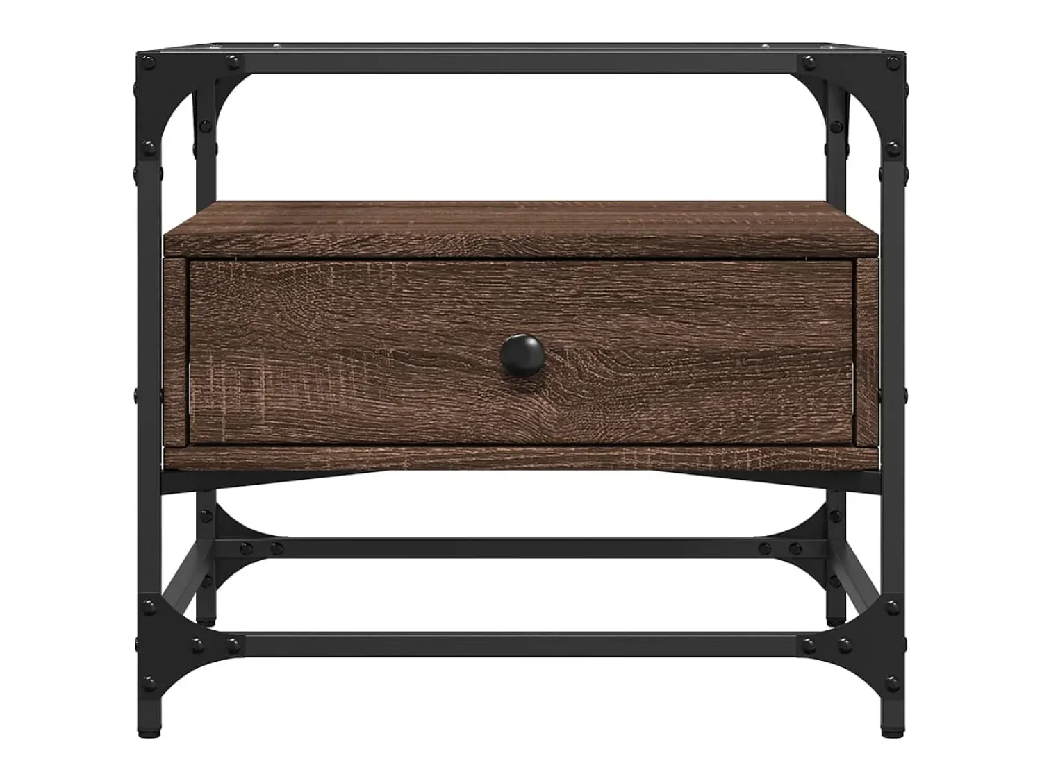 Discount Mesa de centro | Mesa de apoio c/ topo vidro 50x50x45 cm carvalho aço Castanho