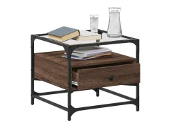 Discount Mesa de centro | Mesa de apoio c/ topo vidro 50x50x45 cm carvalho aço Castanho