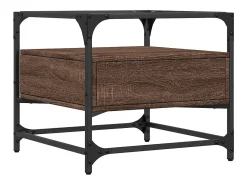 Discount Mesa de centro | Mesa de apoio c/ topo vidro 50x50x45 cm carvalho aço Castanho