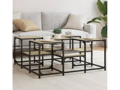 Mesa de centro | Mesa de apoio 91x91x40 cm derivados de madeira carvalho sonoma^ Mesa De Centro