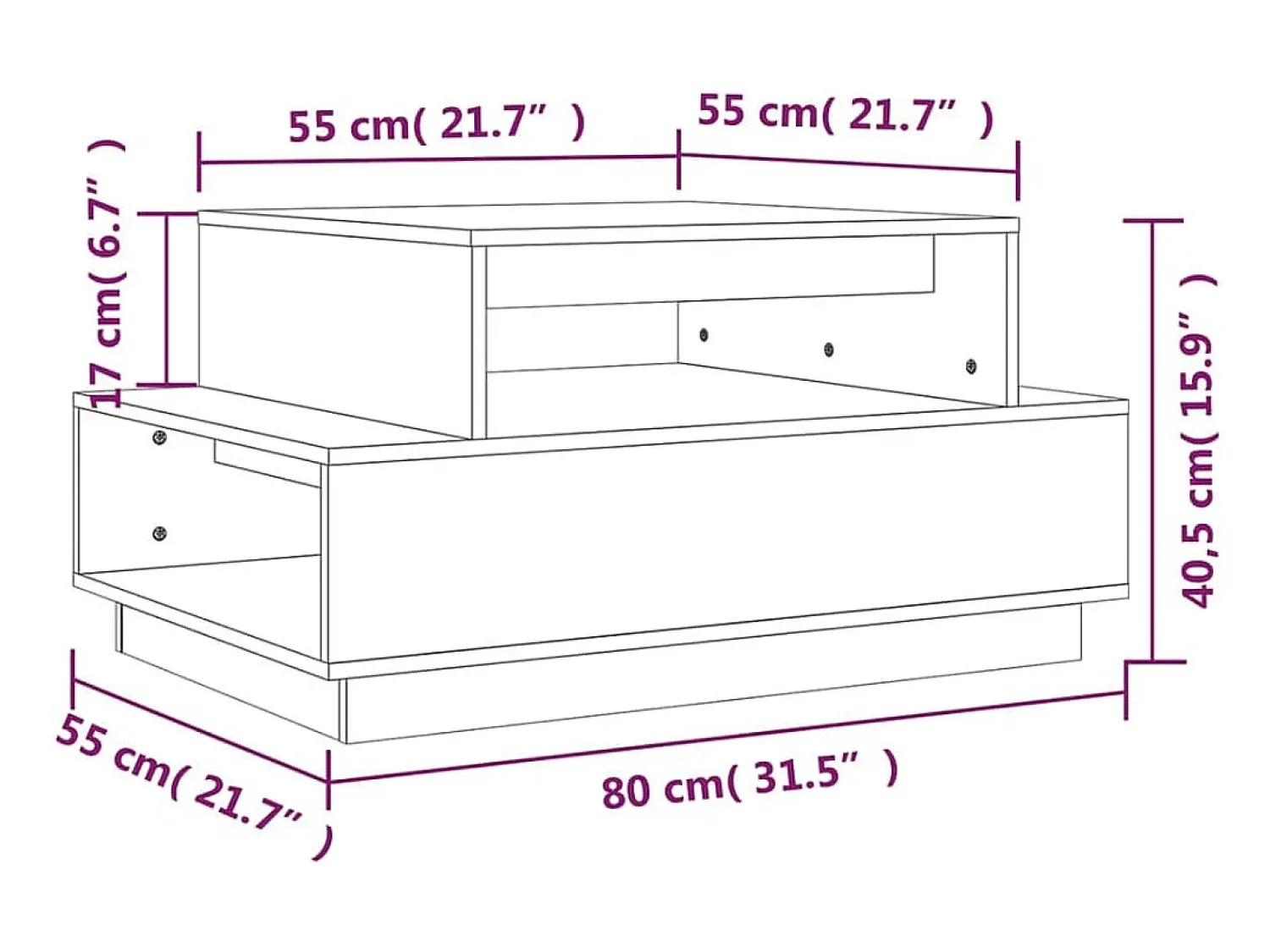 Mesa De Centro| Mesa de centro | Mesa de apoio 80x55x40.5 cm madeira de pinho maciça Branco