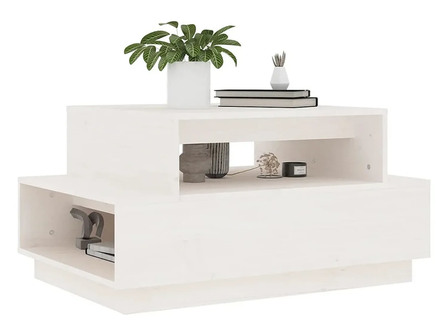 Mesa De Centro| Mesa de centro | Mesa de apoio 80x55x40.5 cm madeira de pinho maciça Branco