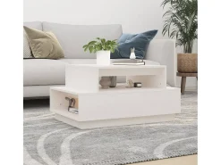 Mesa De Centro| Mesa de centro | Mesa de apoio 80x55x40.5 cm madeira de pinho maciça Branco