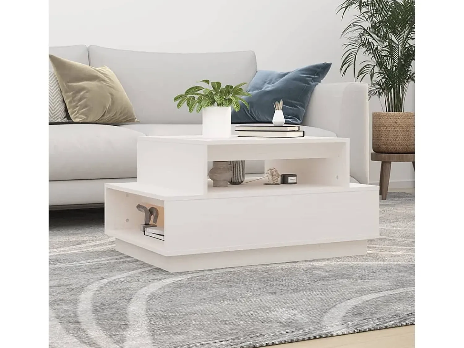 Mesa De Centro| Mesa de centro | Mesa de apoio 80x55x40.5 cm madeira de pinho maciça Branco