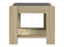 Discount Mesa de centro | Mesa de apoio c/ LEDs 53x53x45 cm derivados de madeira Castanho