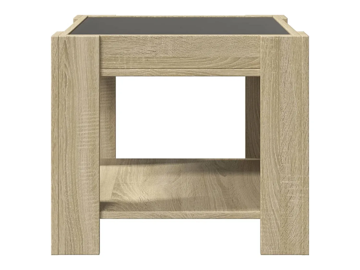Discount Mesa de centro | Mesa de apoio c/ LEDs 53x53x45 cm derivados de madeira Castanho