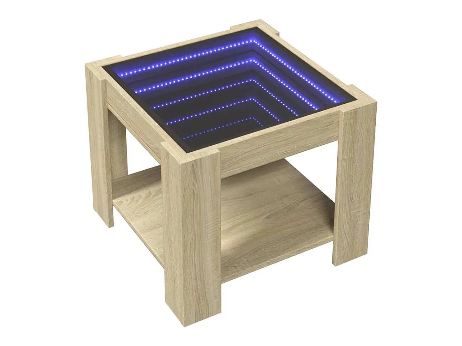 Discount Mesa de centro | Mesa de apoio c/ LEDs 53x53x45 cm derivados de madeira Castanho