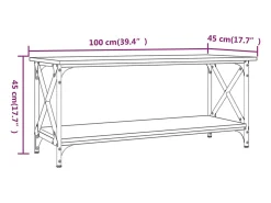 Discount Mesa de centro | Mesa de apoio 100x45x45cm derivados madeira/ferro cinza sonoma Cinzento
