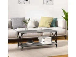Discount Mesa de centro | Mesa de apoio 100x45x45cm derivados madeira/ferro cinza sonoma Cinzento