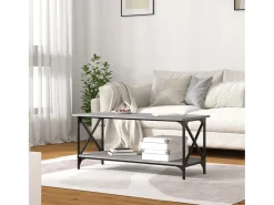 Discount Mesa de centro | Mesa de apoio 100x45x45cm derivados madeira/ferro cinza sonoma Cinzento