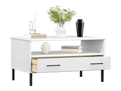 Outlet Mesa de centro | Mesa de apoio com pernas de metal madeira maciça OSLO Branco