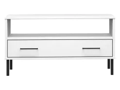 Outlet Mesa de centro | Mesa de apoio com pernas de metal madeira maciça OSLO Branco