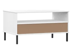 Outlet Mesa de centro | Mesa de apoio com pernas de metal madeira maciça OSLO Branco