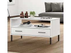 Outlet Mesa de centro | Mesa de apoio com pernas de metal madeira maciça OSLO Branco