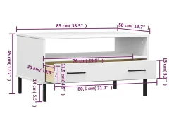 Outlet Mesa de centro | Mesa de apoio com pernas de metal madeira maciça OSLO Branco