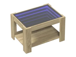 Mesa De Centro* Mesa de centro | Mesa de apoio c/ LEDs 73x53x45 cm derivados de madeira Castanho