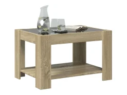 Mesa De Centro* Mesa de centro | Mesa de apoio c/ LEDs 73x53x45 cm derivados de madeira Castanho