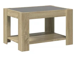 Mesa De Centro* Mesa de centro | Mesa de apoio c/ LEDs 73x53x45 cm derivados de madeira Castanho