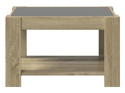 Mesa De Centro* Mesa de centro | Mesa de apoio c/ LEDs 73x53x45 cm derivados de madeira Castanho